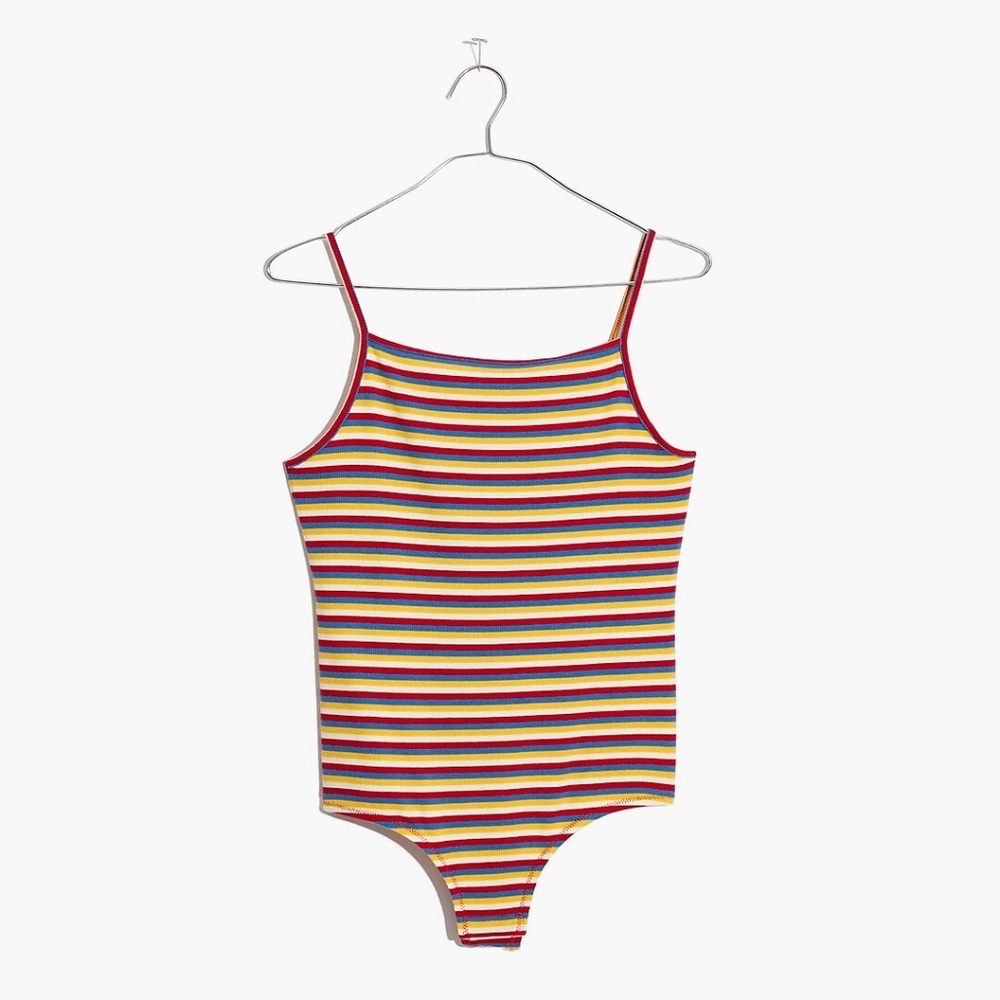 Free Vintage Stripe Ribbed Bodysuit Madewell Retro Spaghetti Strap Tank Top